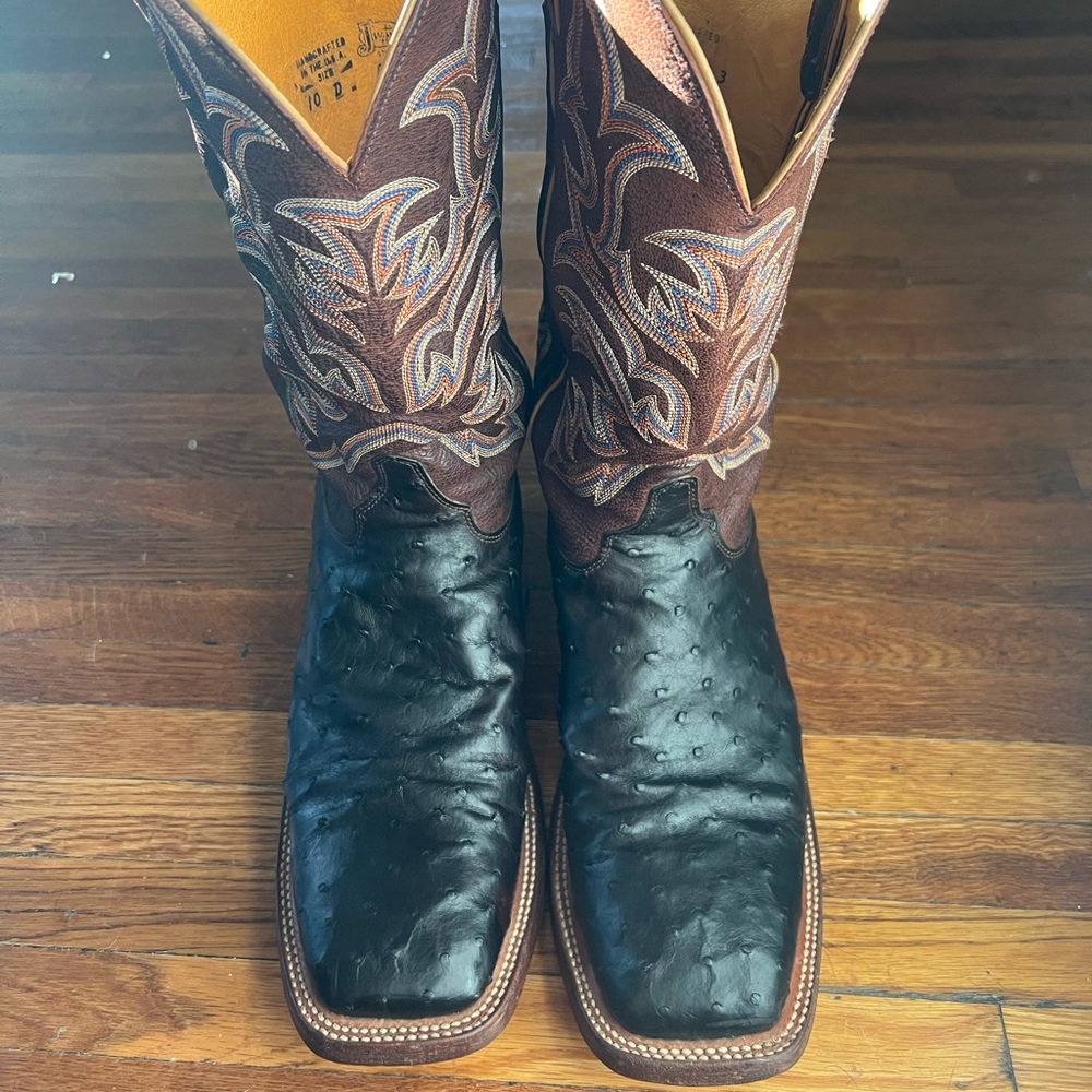 Justin Black Ostrich Boots